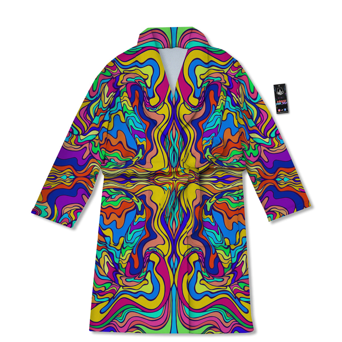 Psychedelic Colorful Fractal Mirror Print Bathrobe-grizzshop