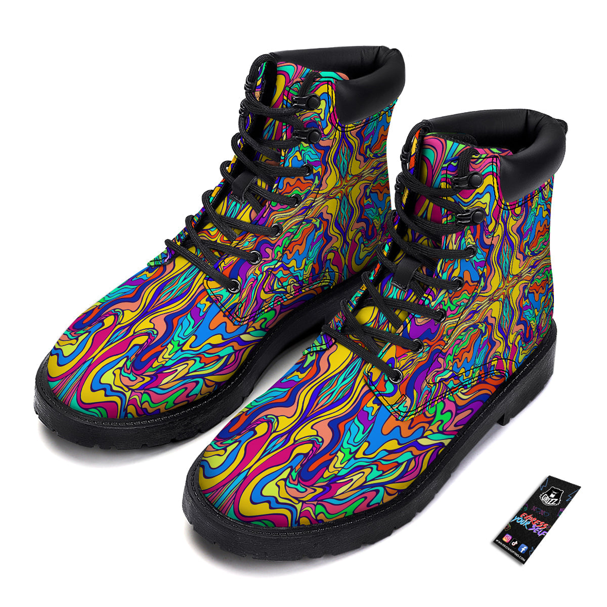 Psychedelic Colorful Fractal Mirror Print Boots-grizzshop