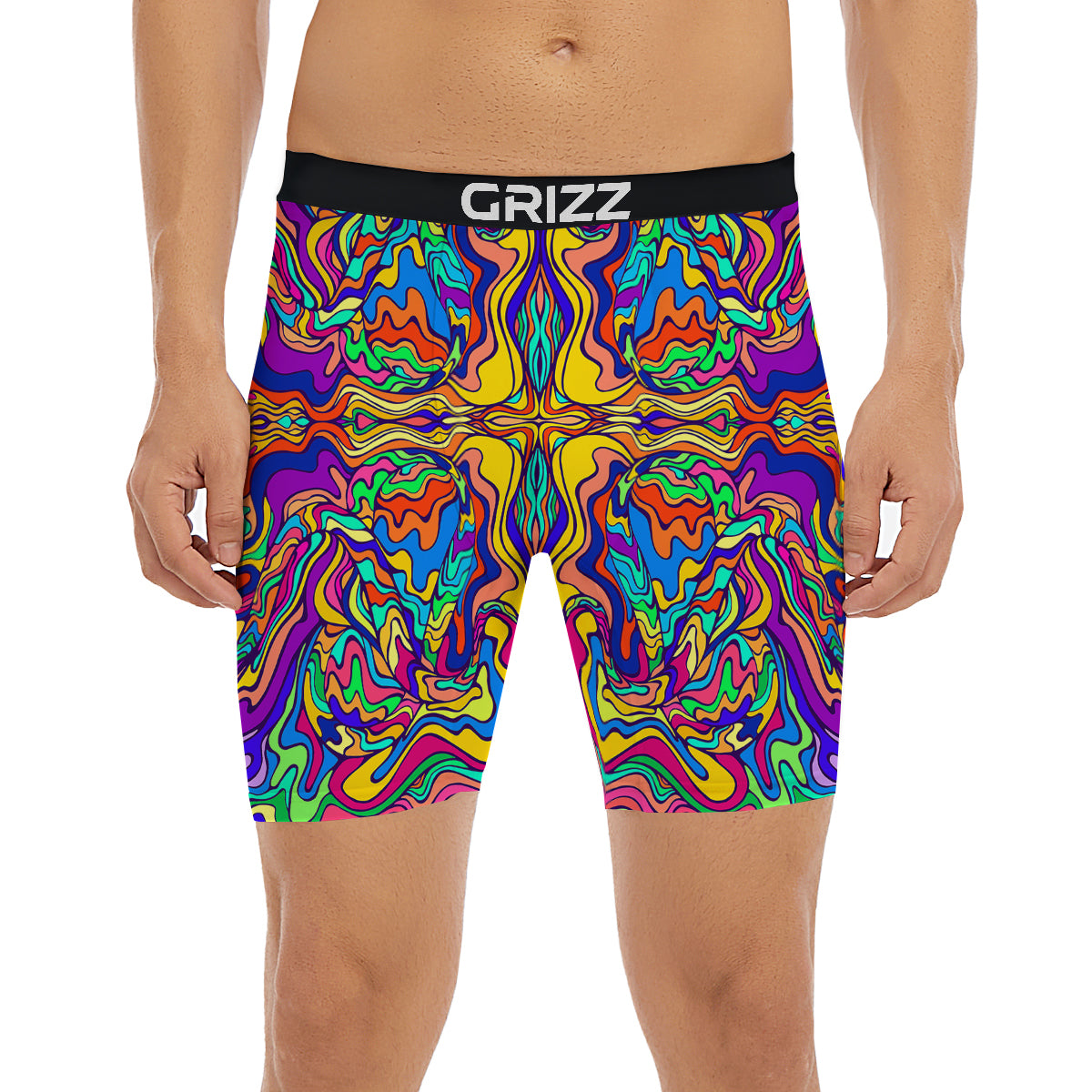Psychedelic Colorful Fractal Mirror Print Boxer Briefs-grizzshop