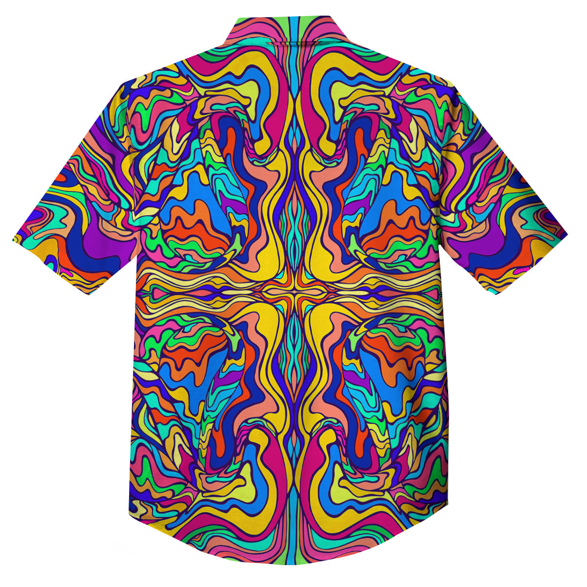 Psychedelic Colorful Fractal Mirror Print Button Up Shirt-grizzshop