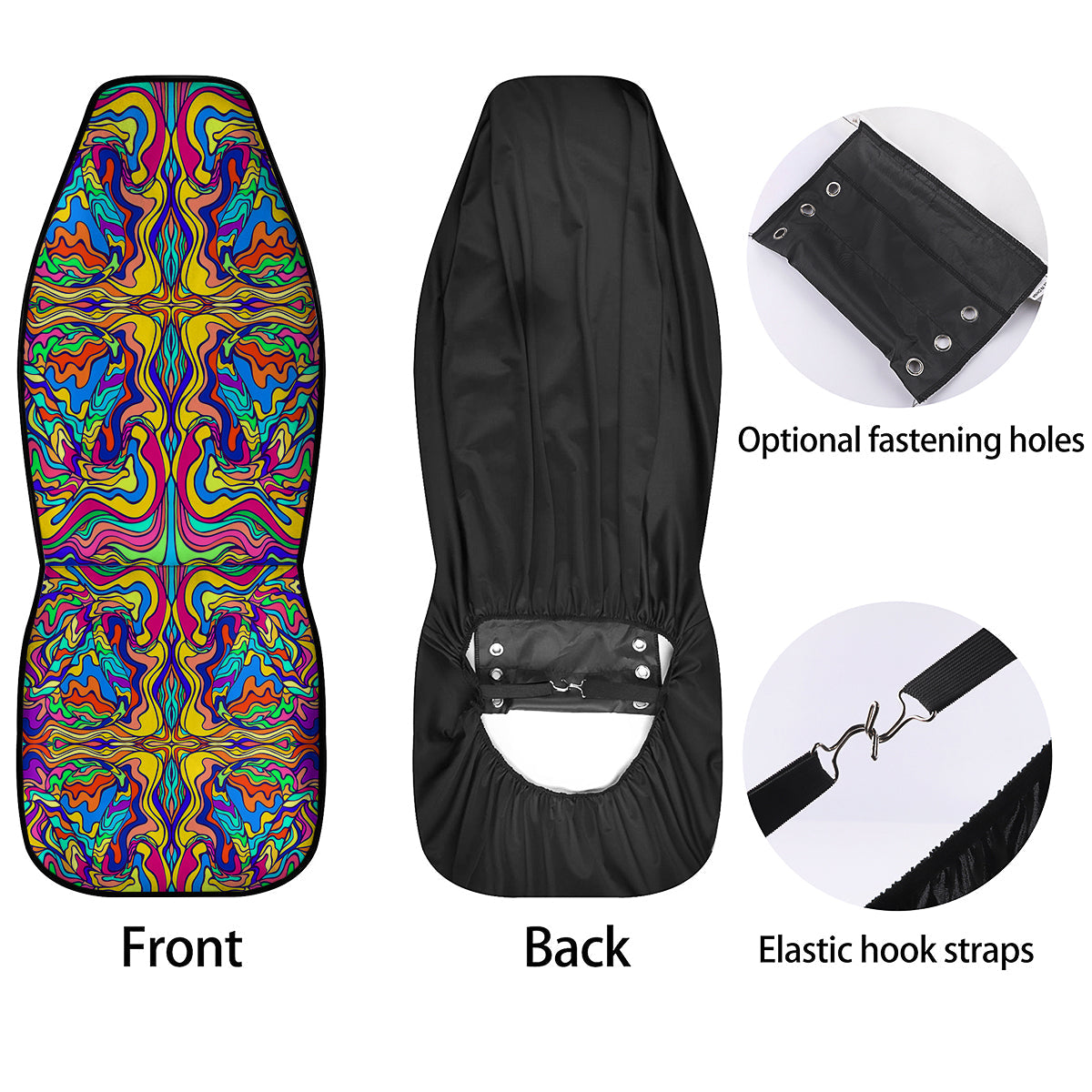 Psychedelic Colorful Fractal Mirror Print Car Seat Covers-grizzshop