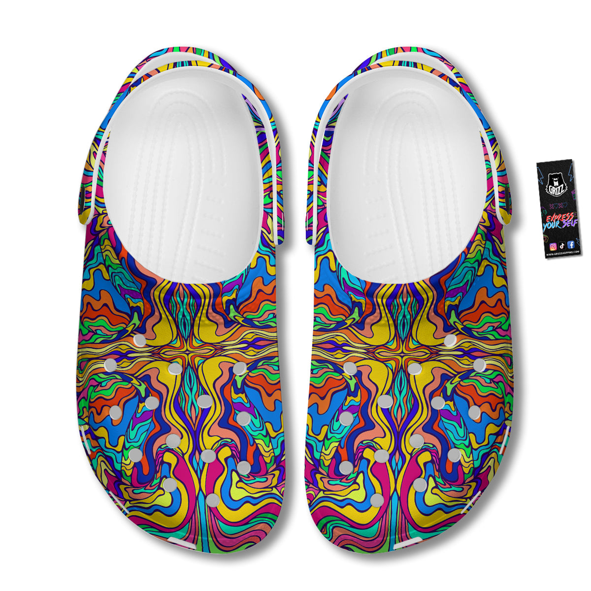 Psychedelic Colorful Fractal Mirror Print Clog-grizzshop