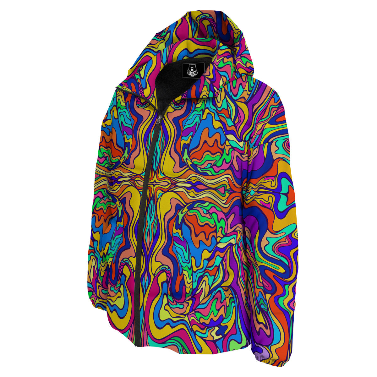 Psychedelic Colorful Fractal Mirror Print Down Jacket-grizzshop