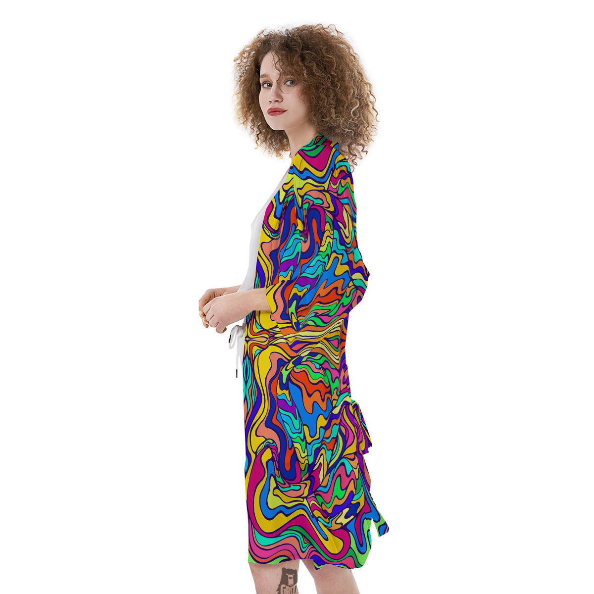 Psychedelic Colorful Fractal Mirror Print Kimono-grizzshop