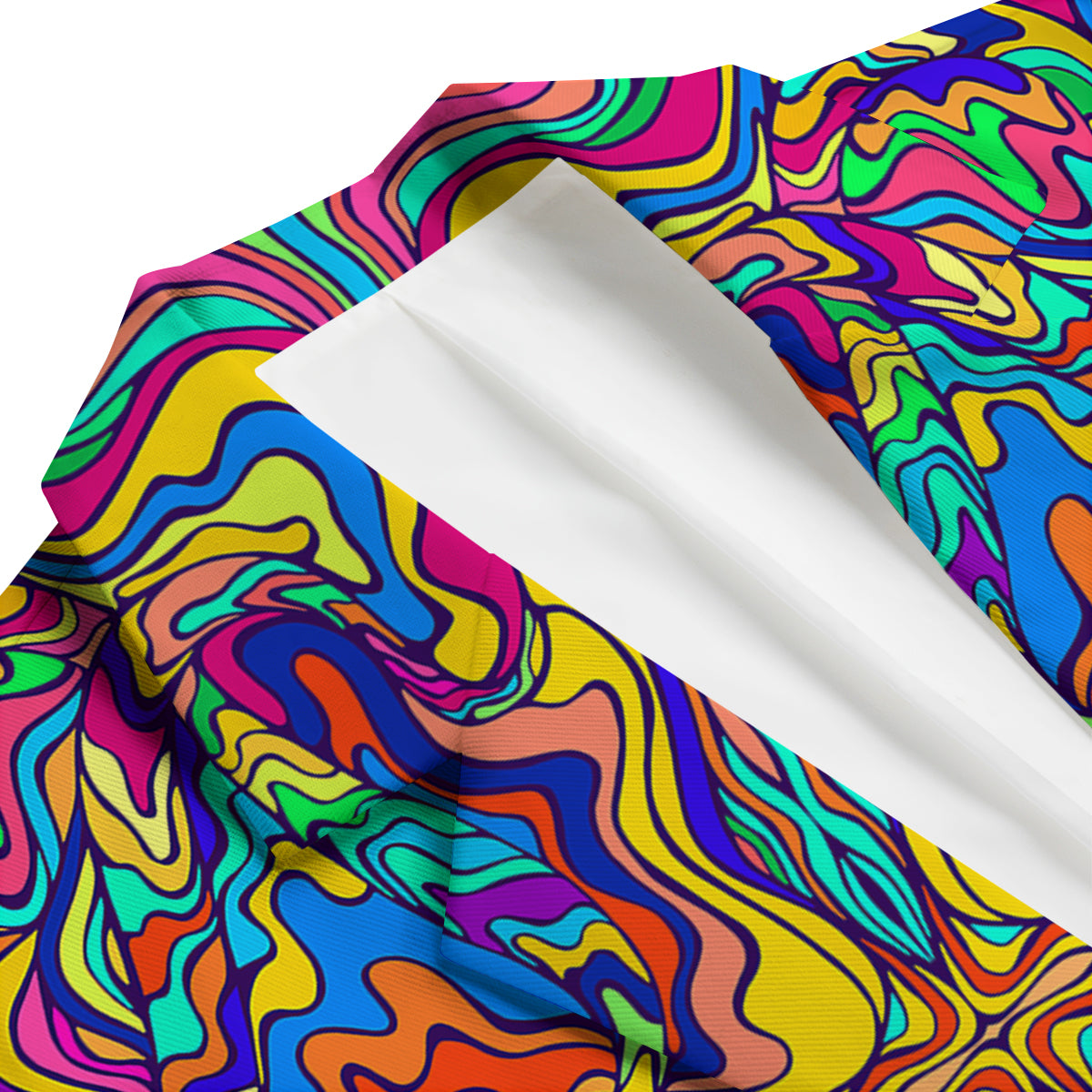 Psychedelic Colorful Fractal Mirror Print Men's Blazer-grizzshop