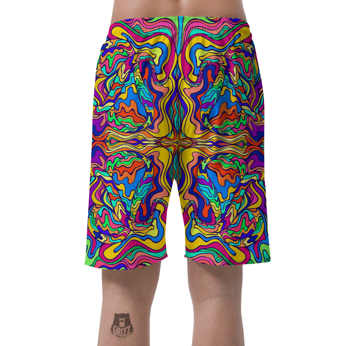 Psychedelic Colorful Fractal Mirror Print Men's Shorts-grizzshop