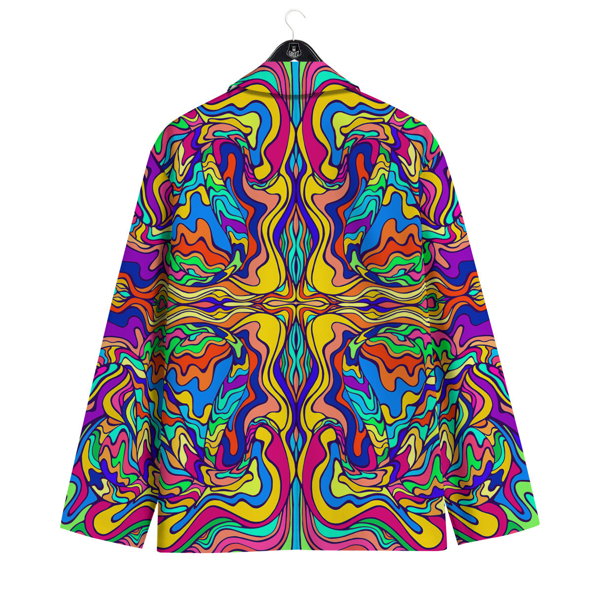 Psychedelic Colorful Fractal Mirror Print Men's Sport Coat-grizzshop