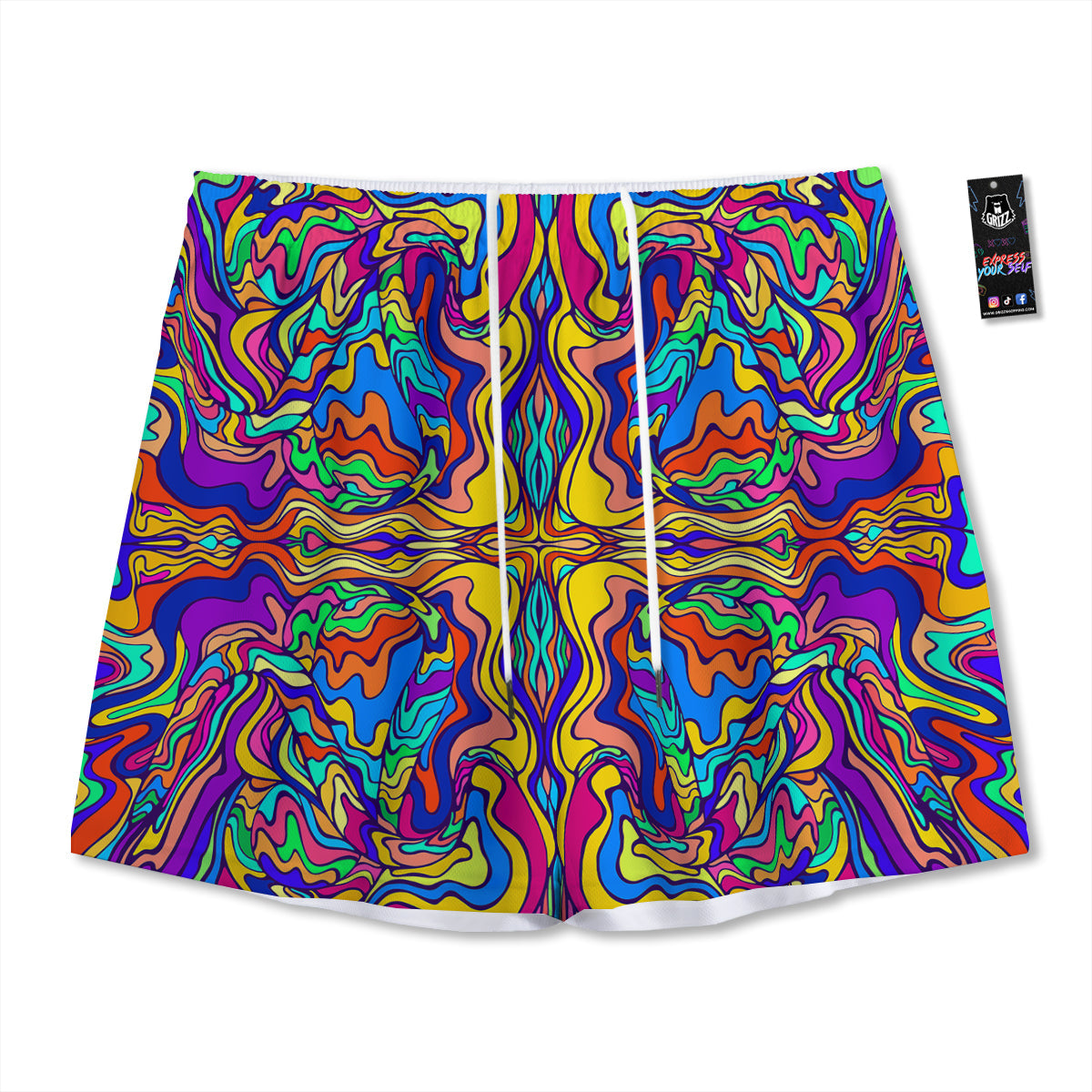 Python Snake Green Tree Print Mesh Shorts