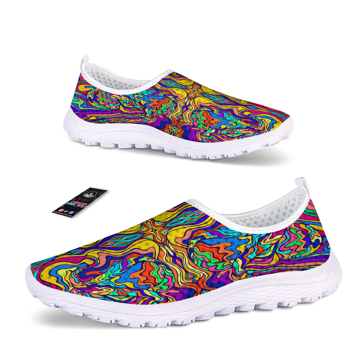 Psychedelic Colorful Fractal Mirror Print Nurse Shoes-grizzshop