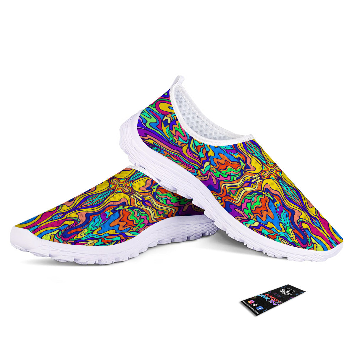 Psychedelic Colorful Fractal Mirror Print Nurse Shoes-grizzshop