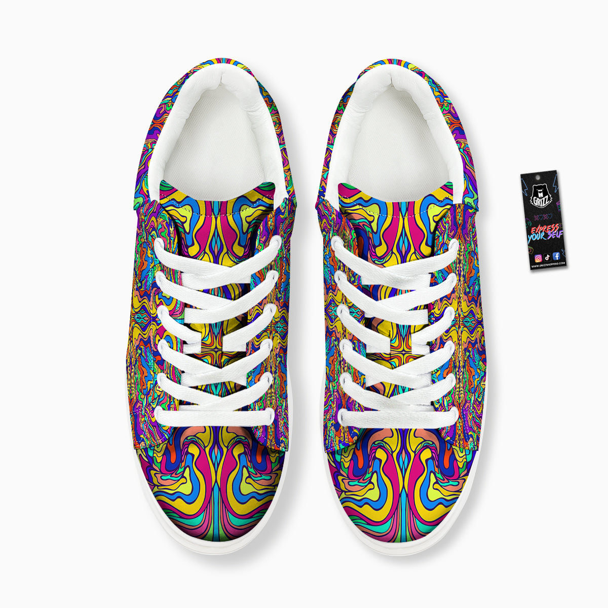 Psychedelic Colorful Fractal Mirror Print Platform Shoes-grizzshop