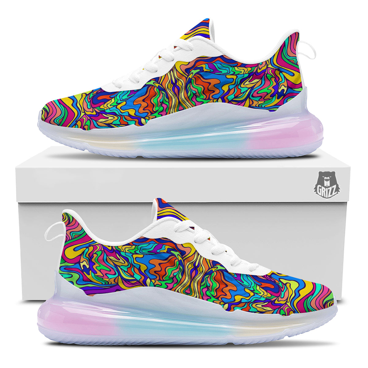 Psychedelic Colorful Fractal Mirror Print Running Sneakers-grizzshop