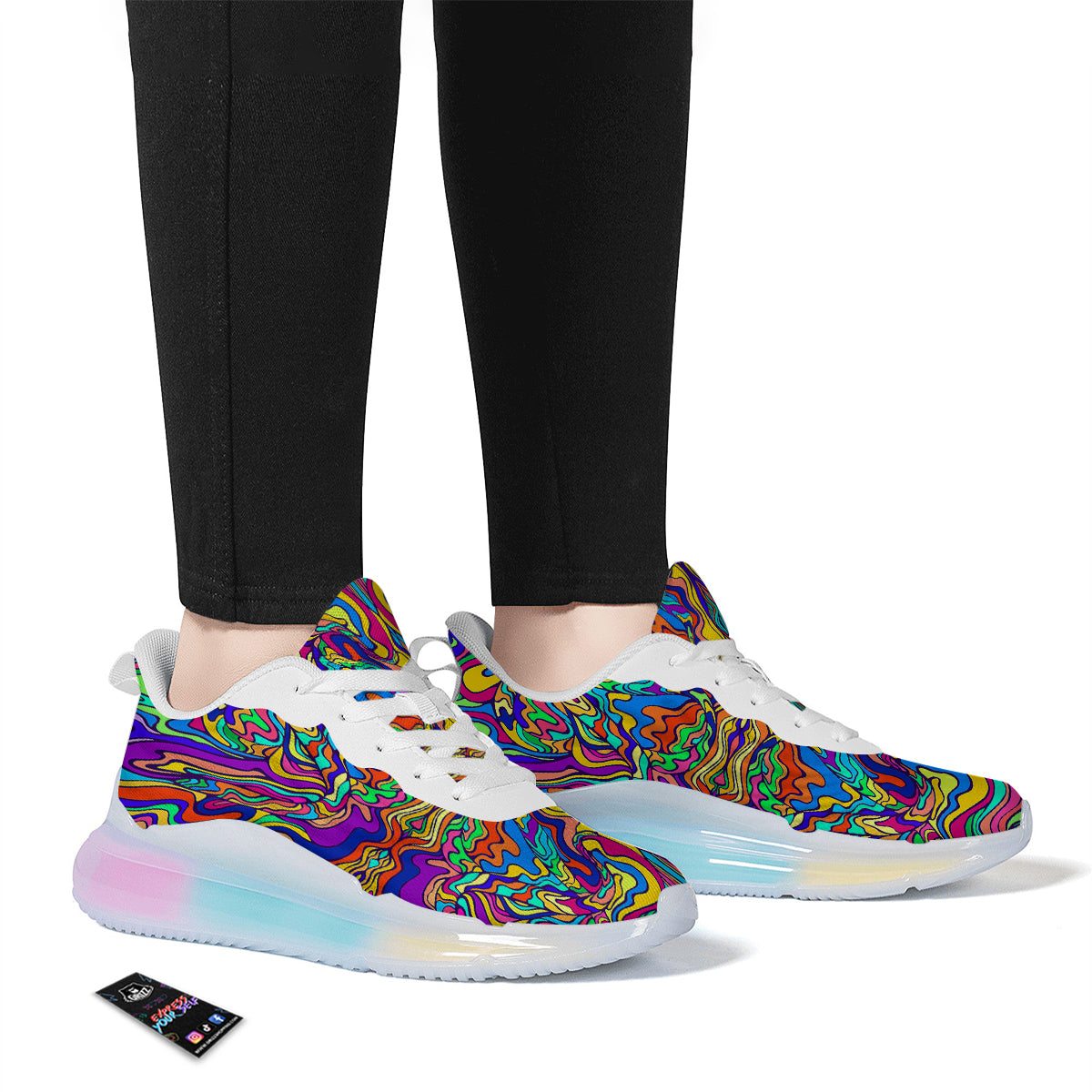 Psychedelic Colorful Fractal Mirror Print Running Sneakers-grizzshop