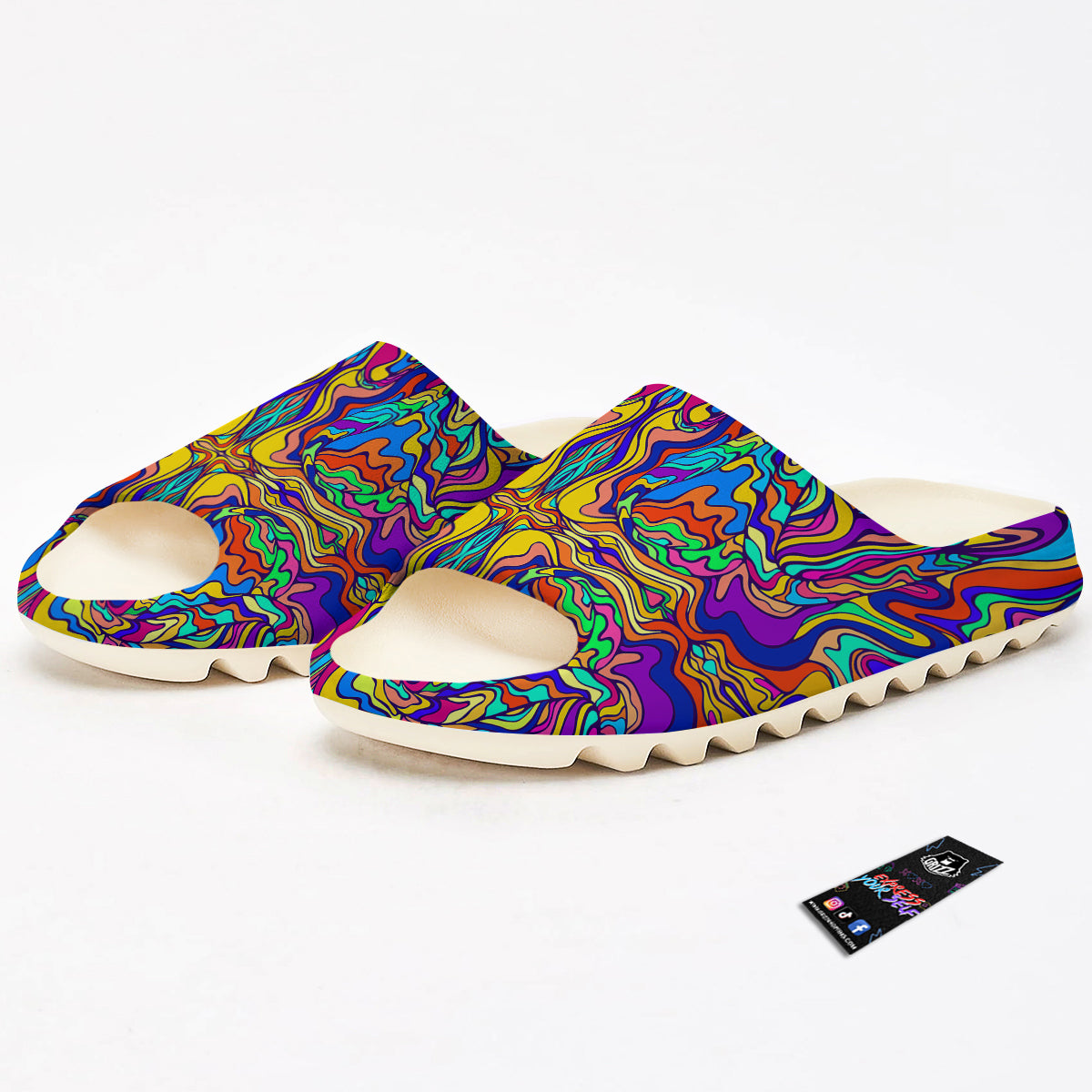 Psychedelic Colorful Fractal Mirror Print Sandals-grizzshop