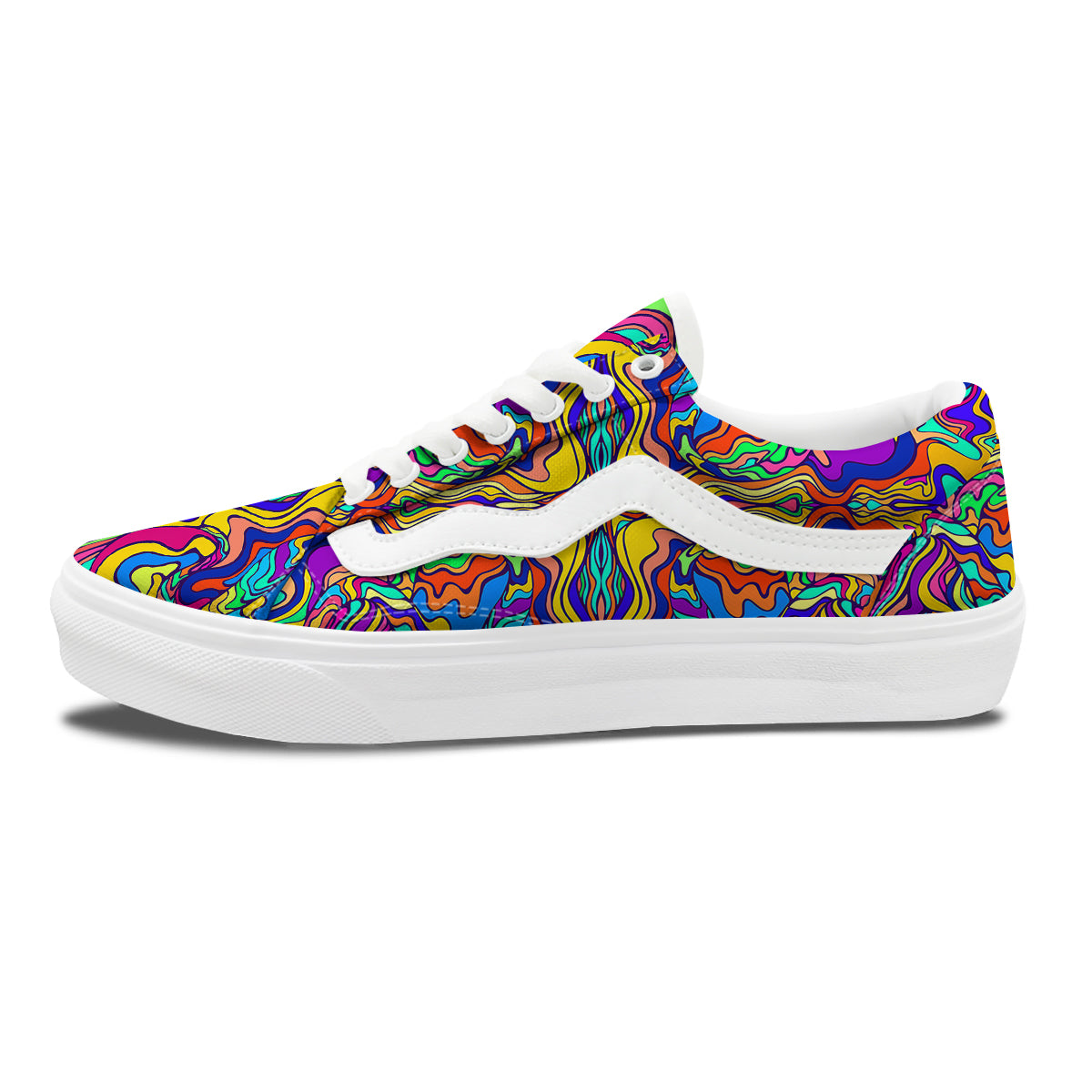 Psychedelic Colorful Fractal Mirror Print Skate Shoes-grizzshop