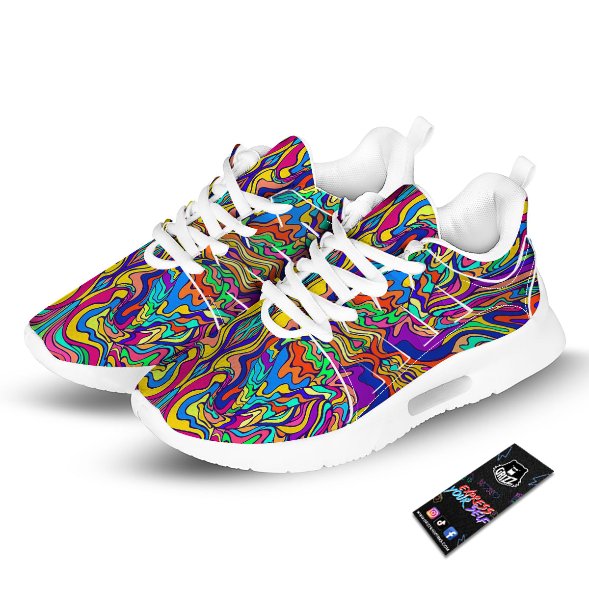 Psychedelic Colorful Fractal Mirror Print Tennis Shoes-grizzshop