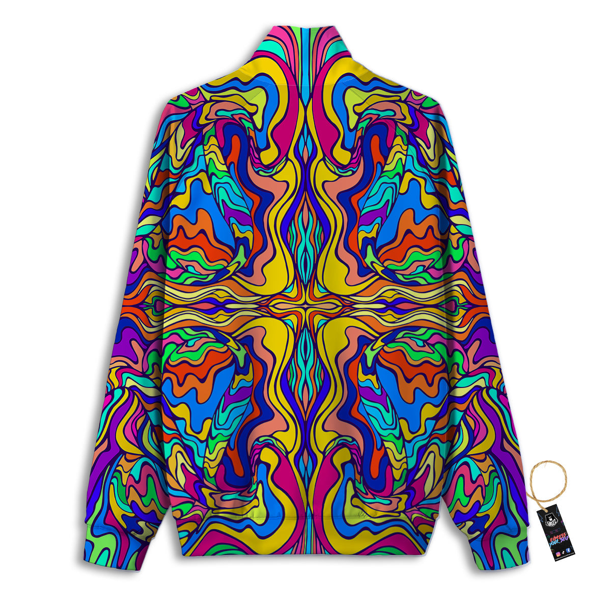 Psychedelic Colorful Fractal Mirror Print Track Jacket-grizzshop