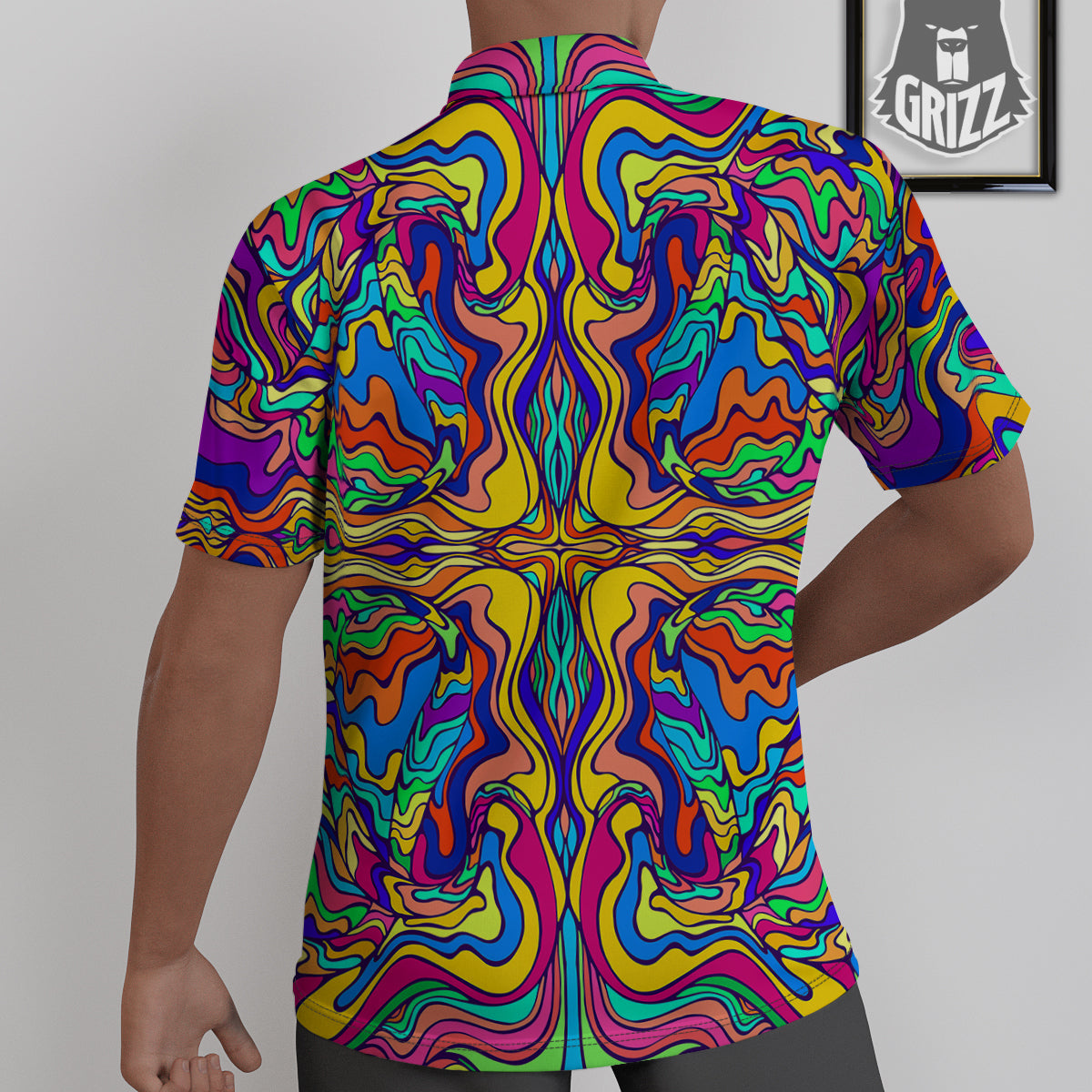 Psychedelic Colorful Fractal Mirror Print Untucked Shirts-grizzshop