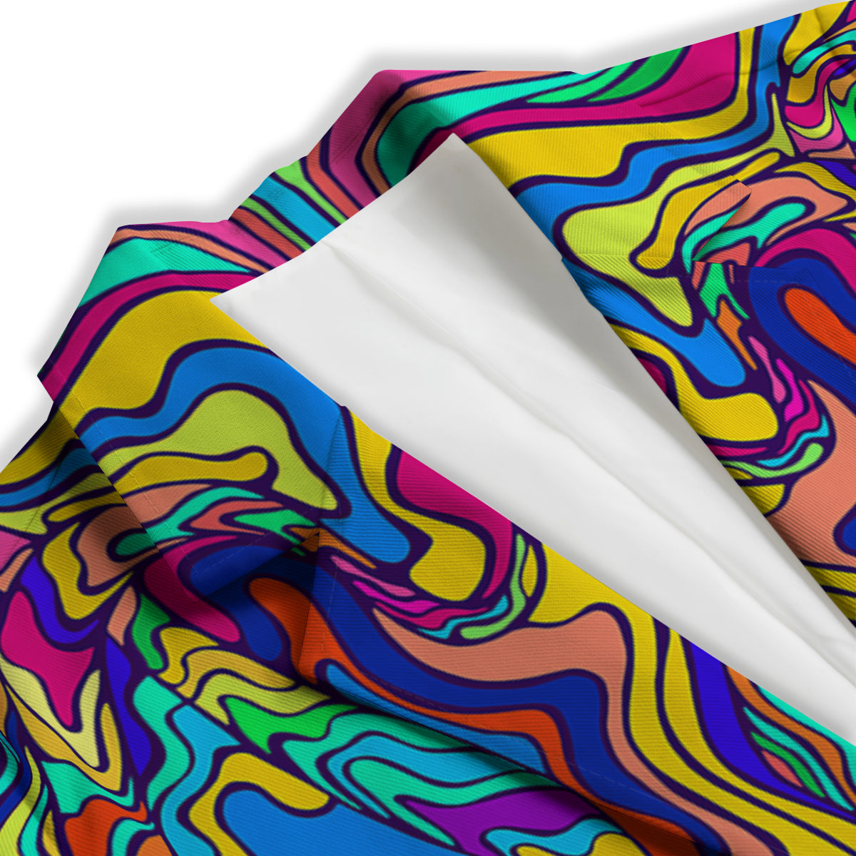 Psychedelic Colorful Fractal Mirror Print Women's Blazer-grizzshop