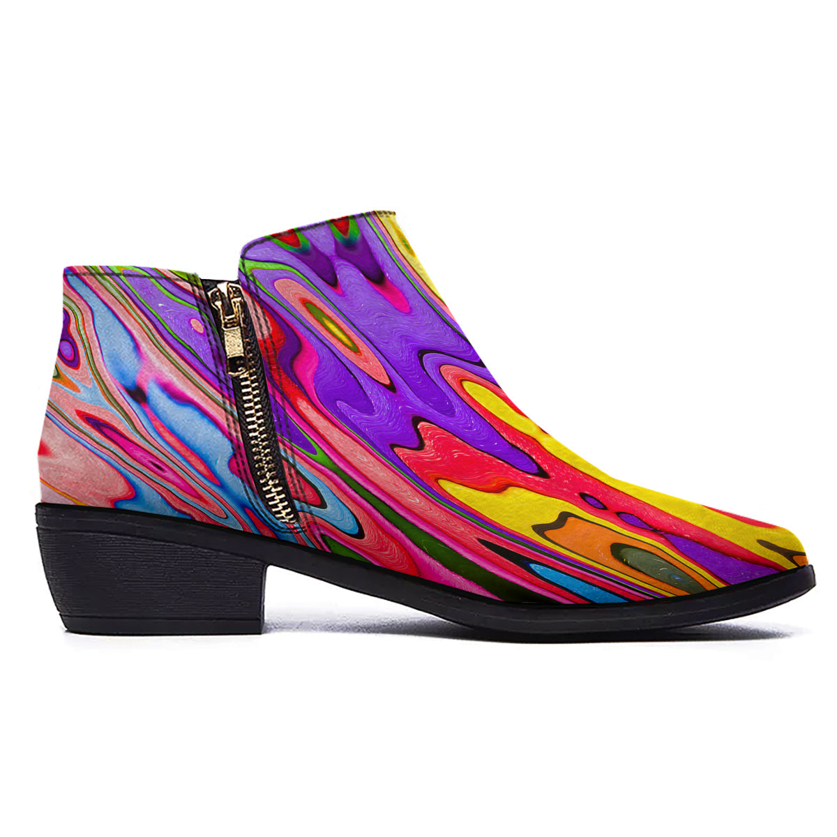 Psychedelic Colorful Print Ankle Boots-grizzshop