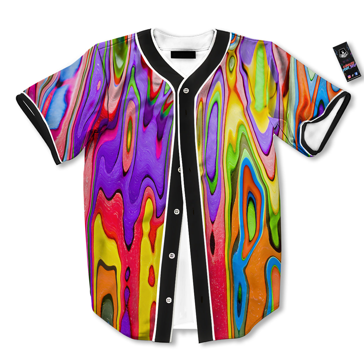 Psychedelic Colorful Print Baseball Jersey-grizzshop