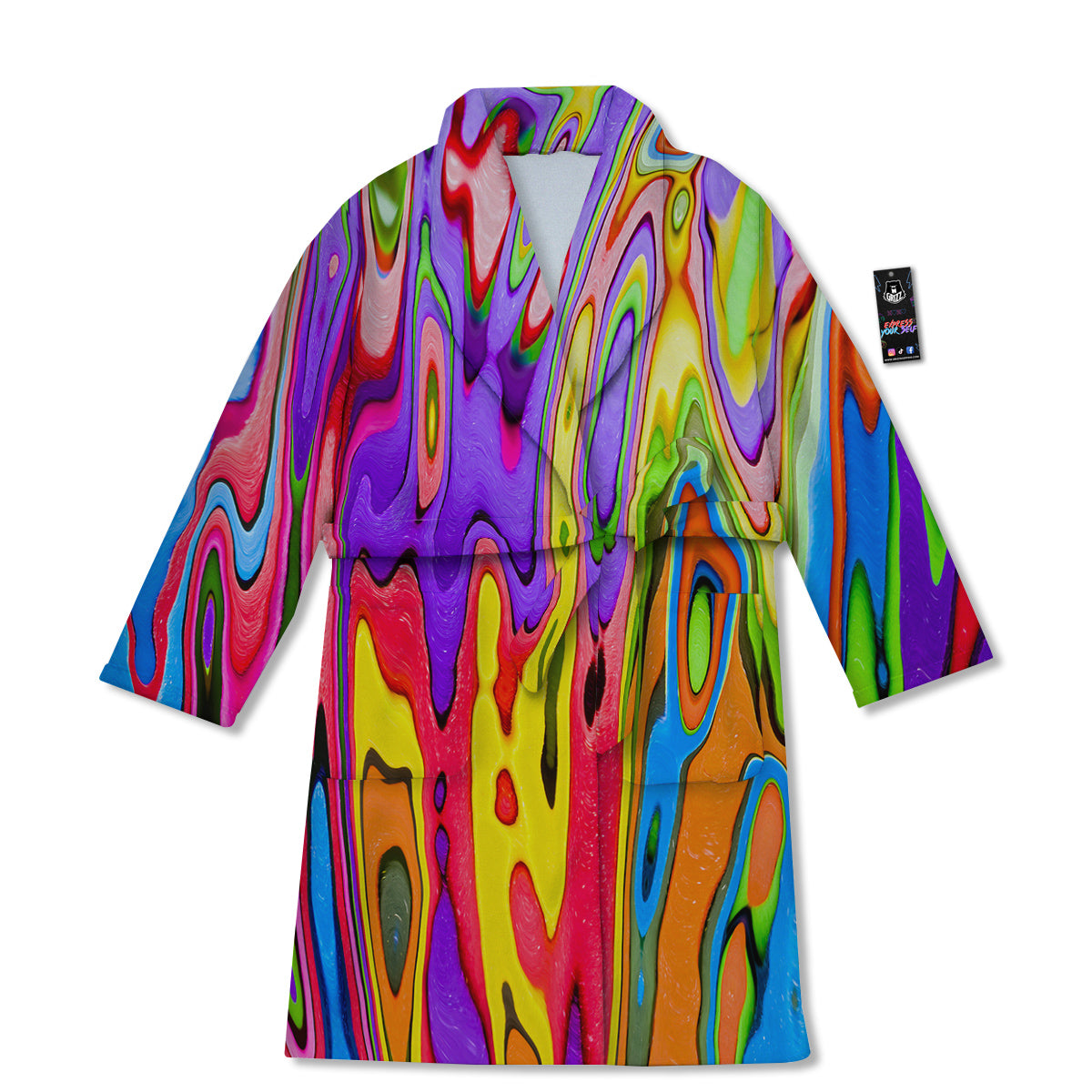 Psychedelic Colorful Print Bathrobe-grizzshop