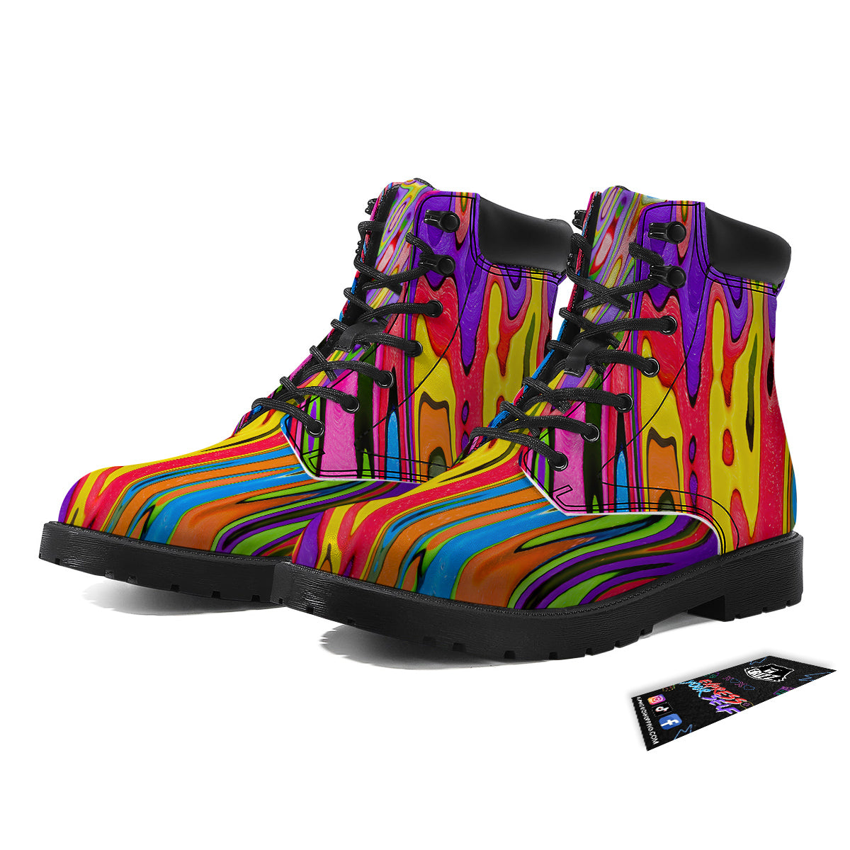 Psychedelic Colorful Print Boots-grizzshop