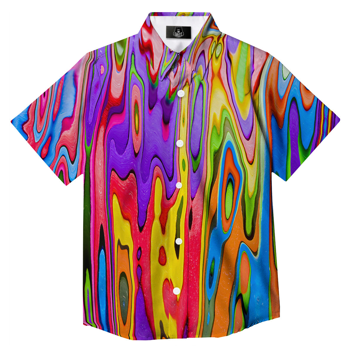 Psychedelic Colorful Print Button Up Shirt-grizzshop