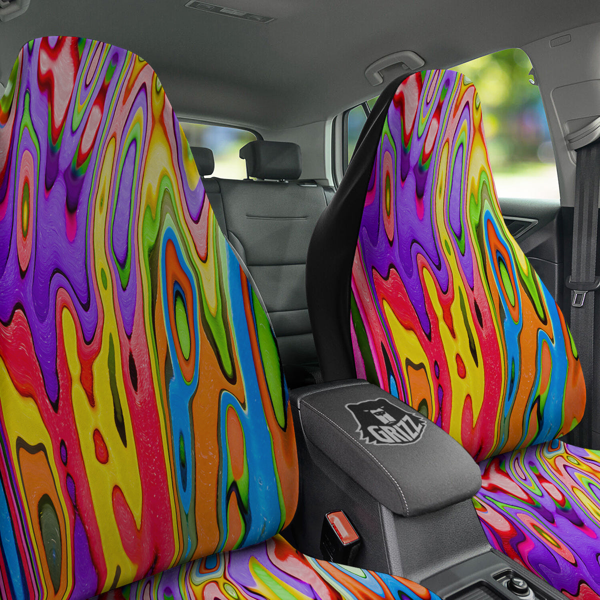 Psychedelic Colorful Print Car Seat Covers-grizzshop