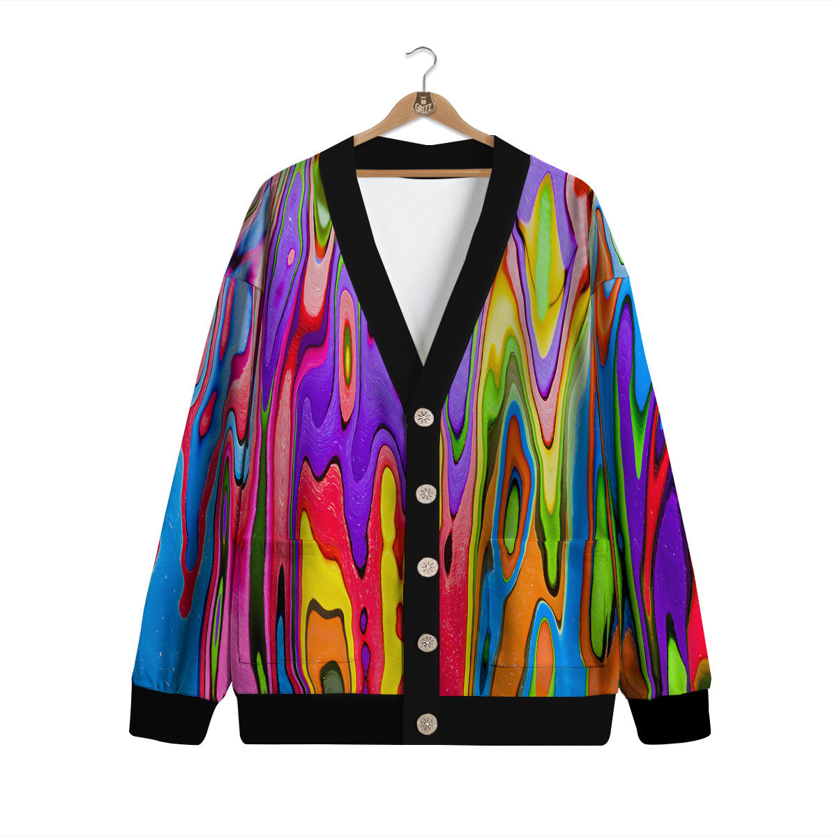 Psychedelic Colorful Print Cardigan-grizzshop
