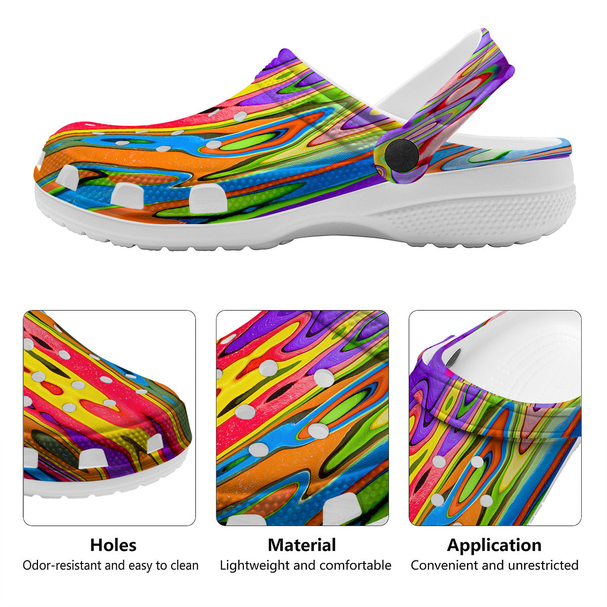 Psychedelic Colorful Print Clog-grizzshop