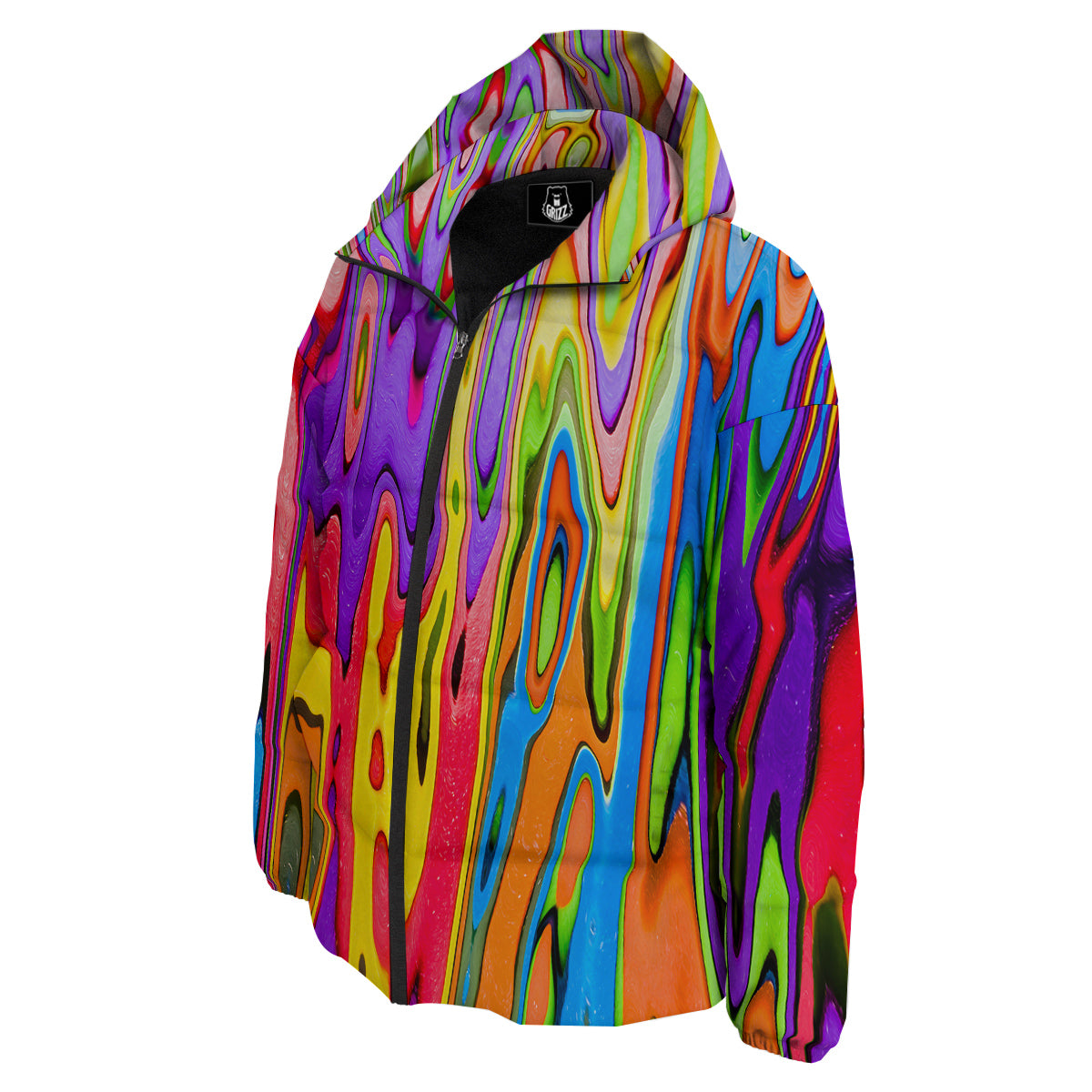 Psychedelic Colorful Print Down Jacket-grizzshop