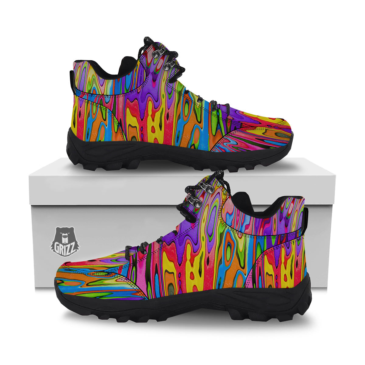 Psychedelic Colorful Print Hiking Shoes-grizzshop