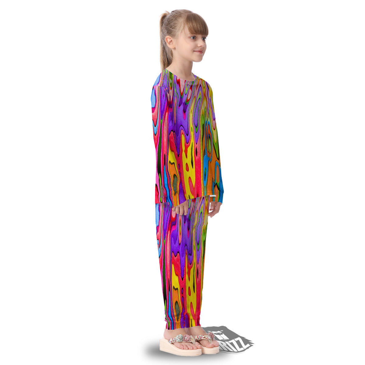 Psychedelic Colorful Print Kid's Pajamas-grizzshop