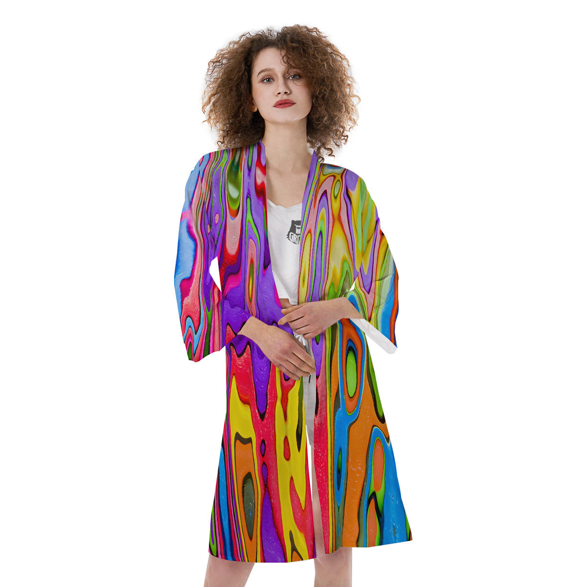 Psychedelic Colorful Print Kimono-grizzshop