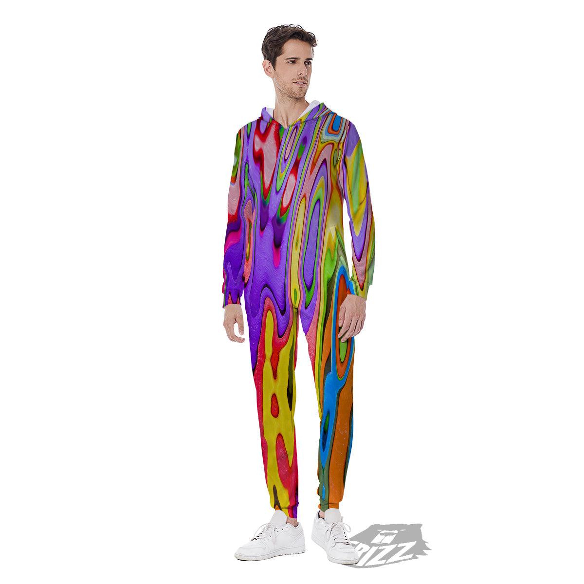 Psychedelic Colorful Print Men's Jumpsuit-grizzshop