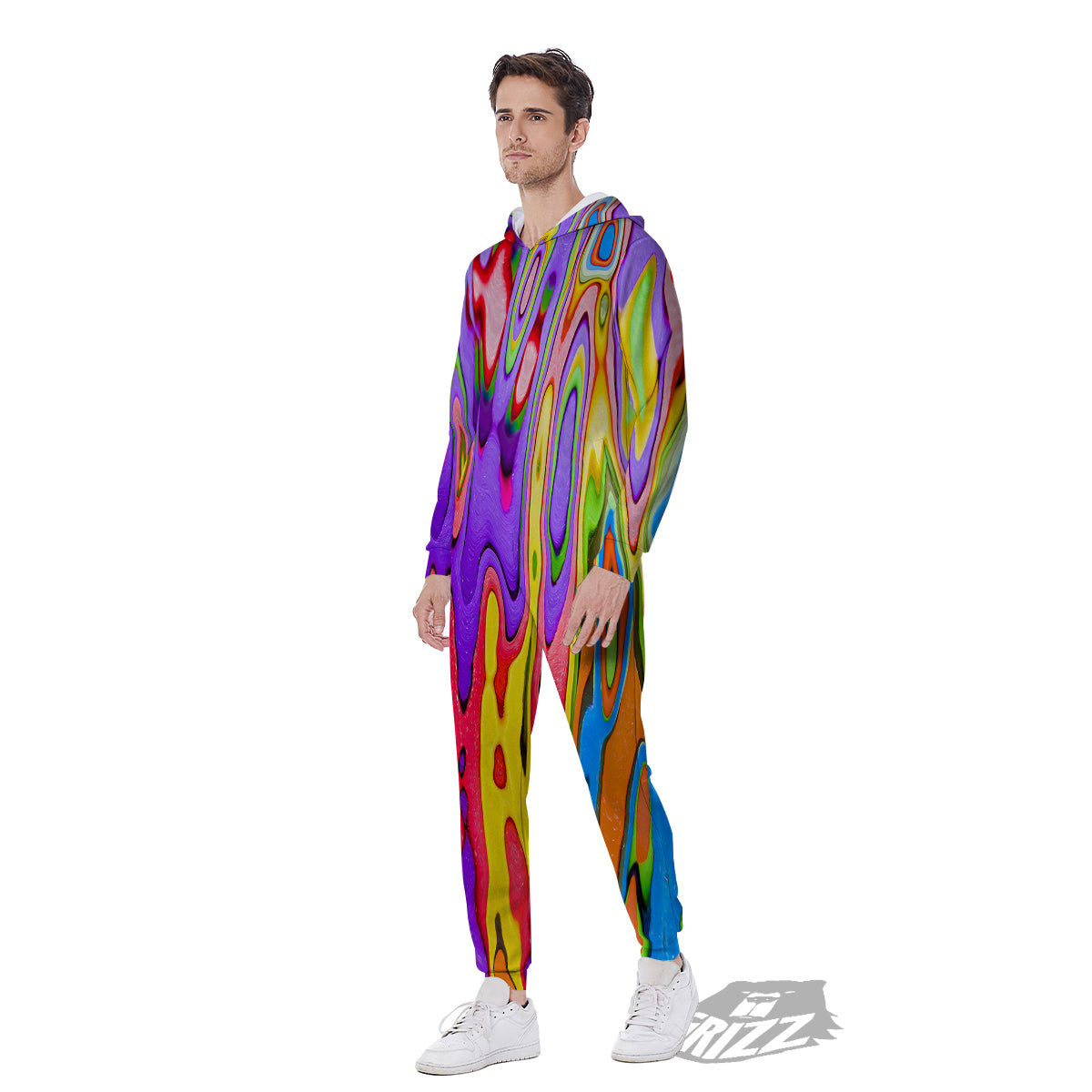 Psychedelic Colorful Print Men's Jumpsuit-grizzshop