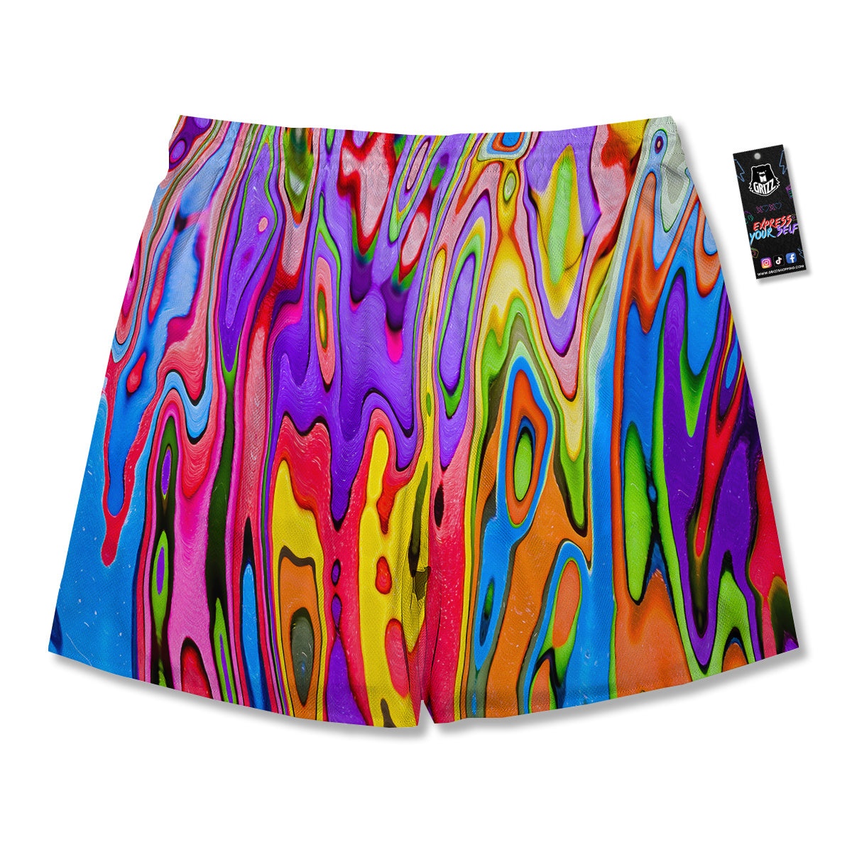 Psychedelic Colorful Print Men's Running Shorts-grizzshop