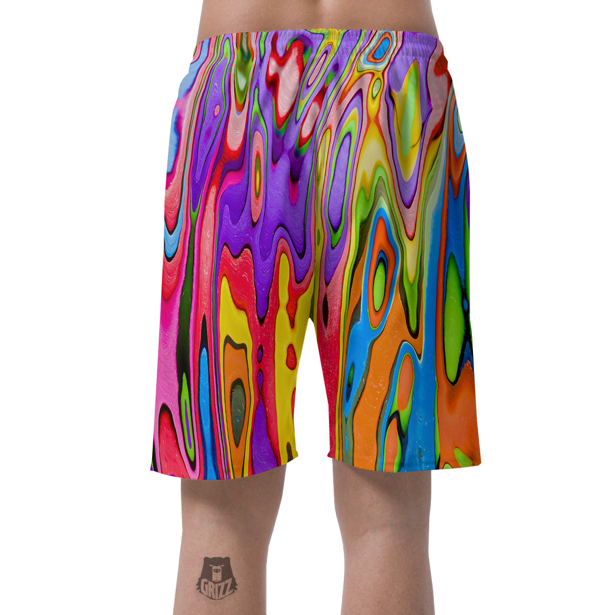 Psychedelic Colorful Print Men's Shorts-grizzshop