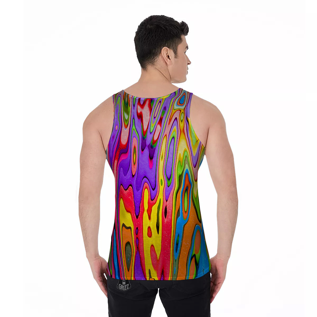 Psychedelic Colorful Print Men's Tank Top-grizzshop
