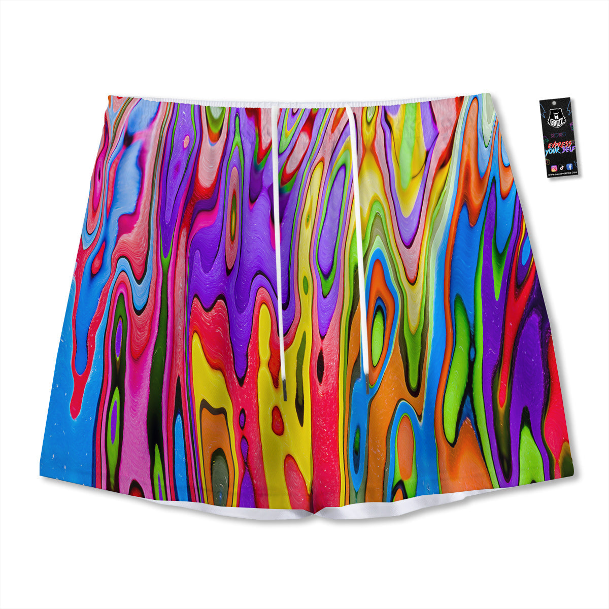 Pink Heart Cute Print Pattern Mesh Shorts