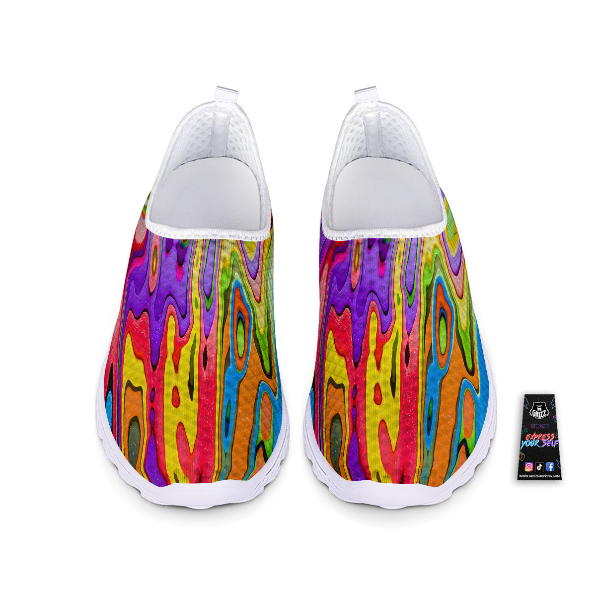 Psychedelic Colorful Print Nurse Shoes-grizzshop