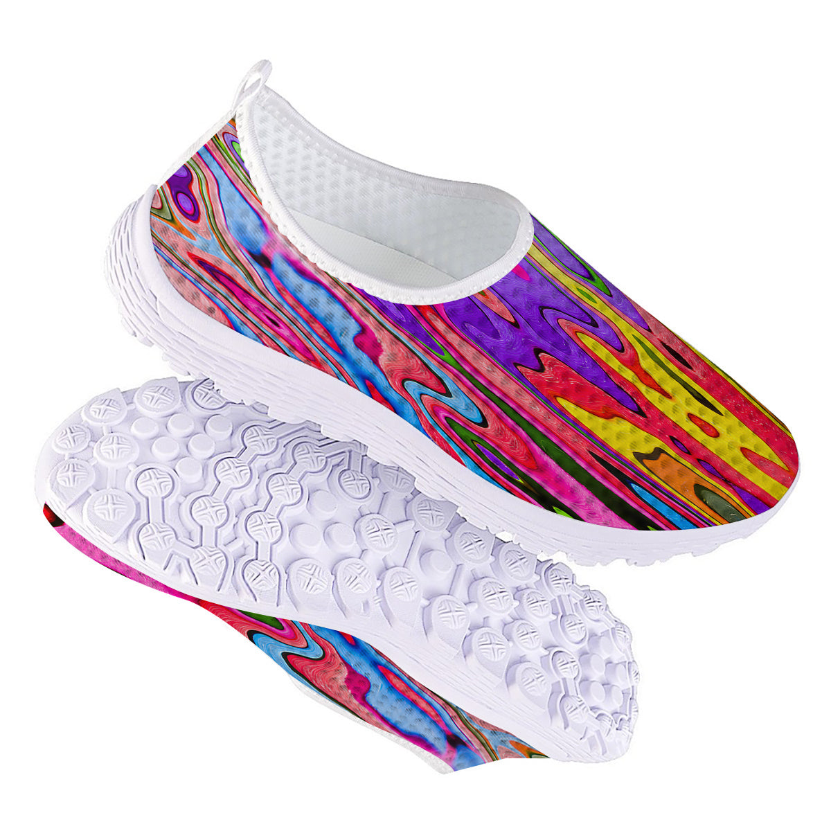 Psychedelic Colorful Print Nurse Shoes-grizzshop