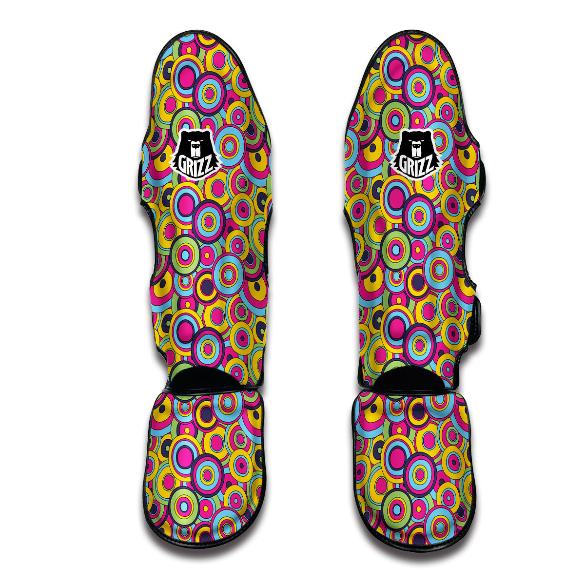 Psychedelic Colorful Print Pattern Muay Thai Shin Guards-grizzshop