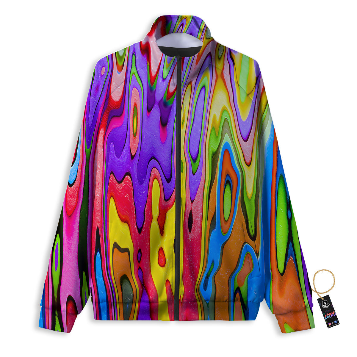 Psychedelic Colorful Print Track Jacket-grizzshop
