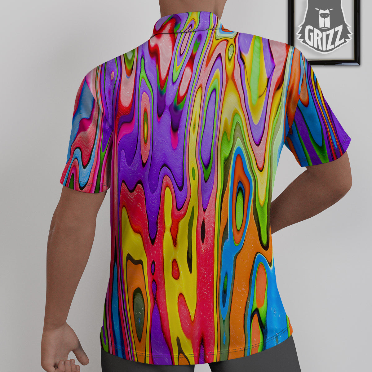 Psychedelic Colorful Print Untucked Shirts-grizzshop