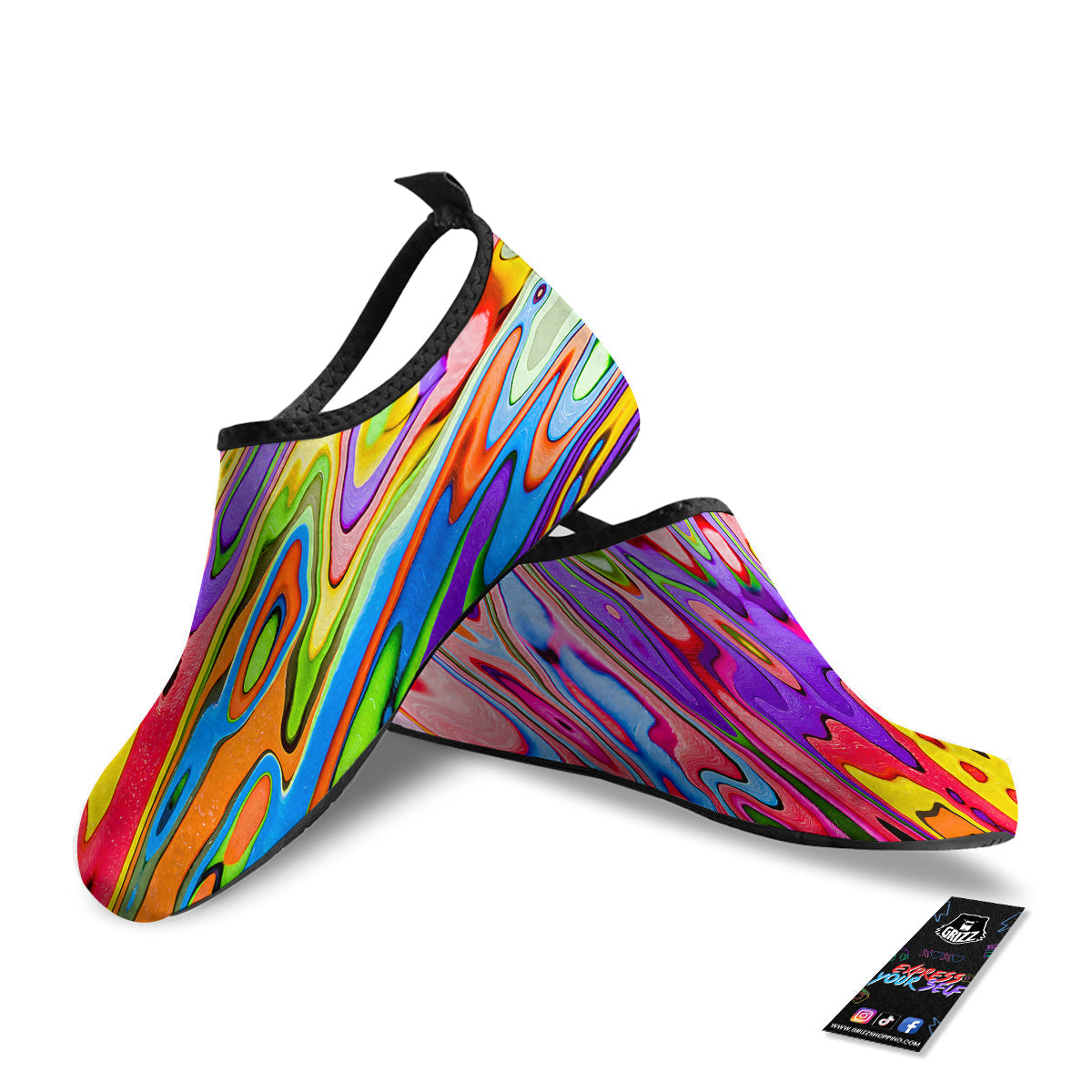 Psychedelic Colorful Print Water Shoes-grizzshop