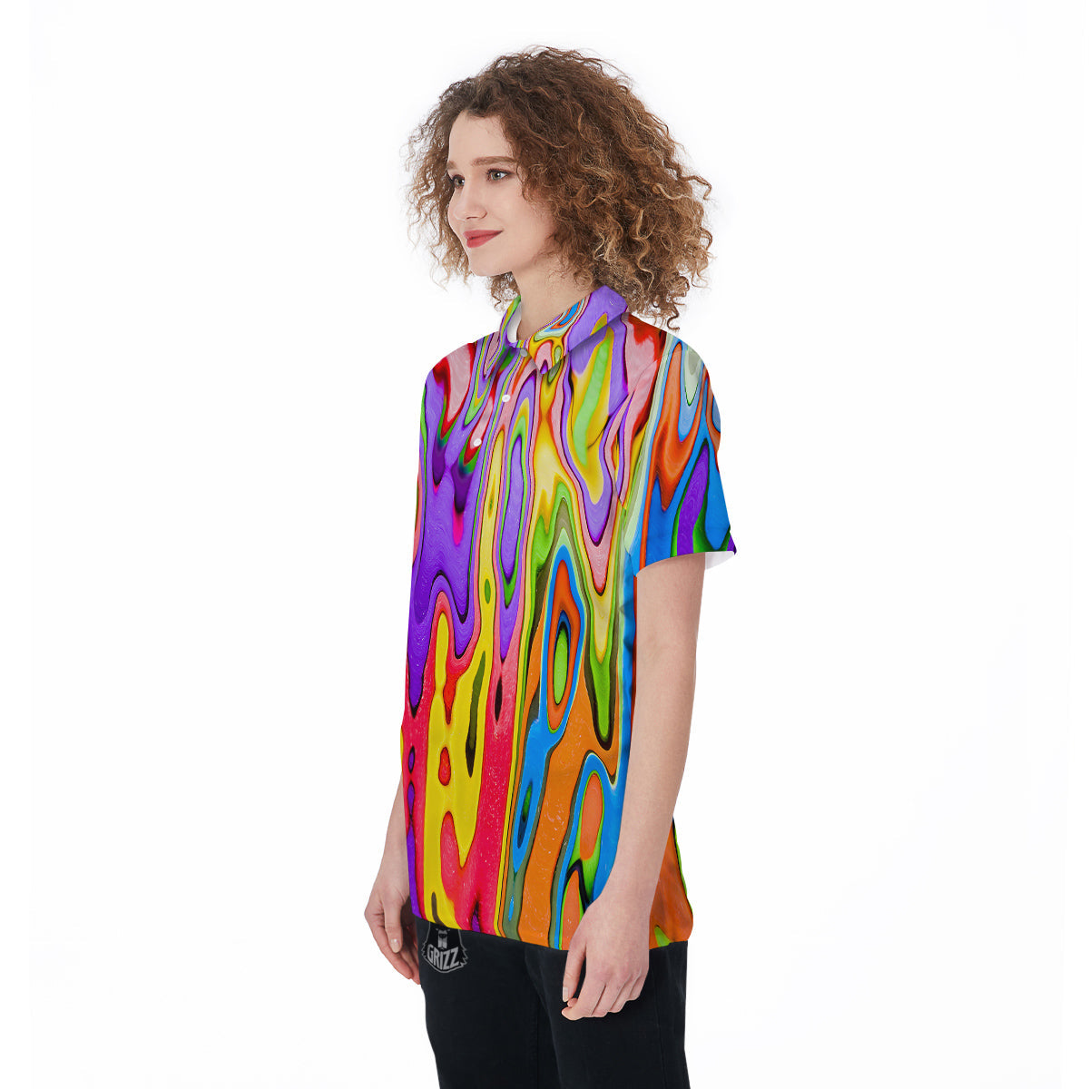 Psychedelic Colorful Print Women's Golf Shirts-grizzshop