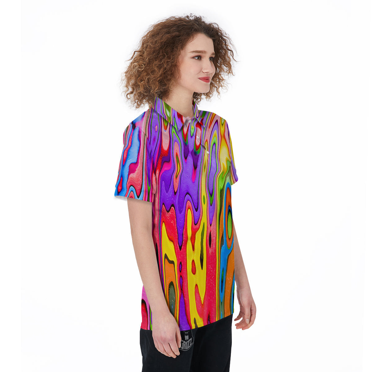 Psychedelic Colorful Print Women's Golf Shirts-grizzshop