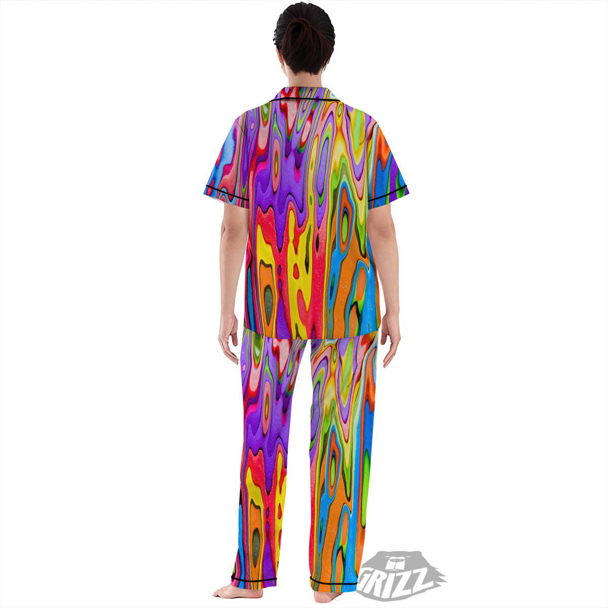 Psychedelic Colorful Print Women's Pajamas Set-grizzshop